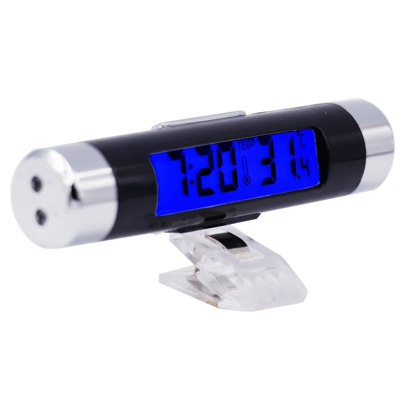 Air Outlet Clip-on type 2 in1 Digital Car Thermometer Clock temperature Display Blue Back Light   25%