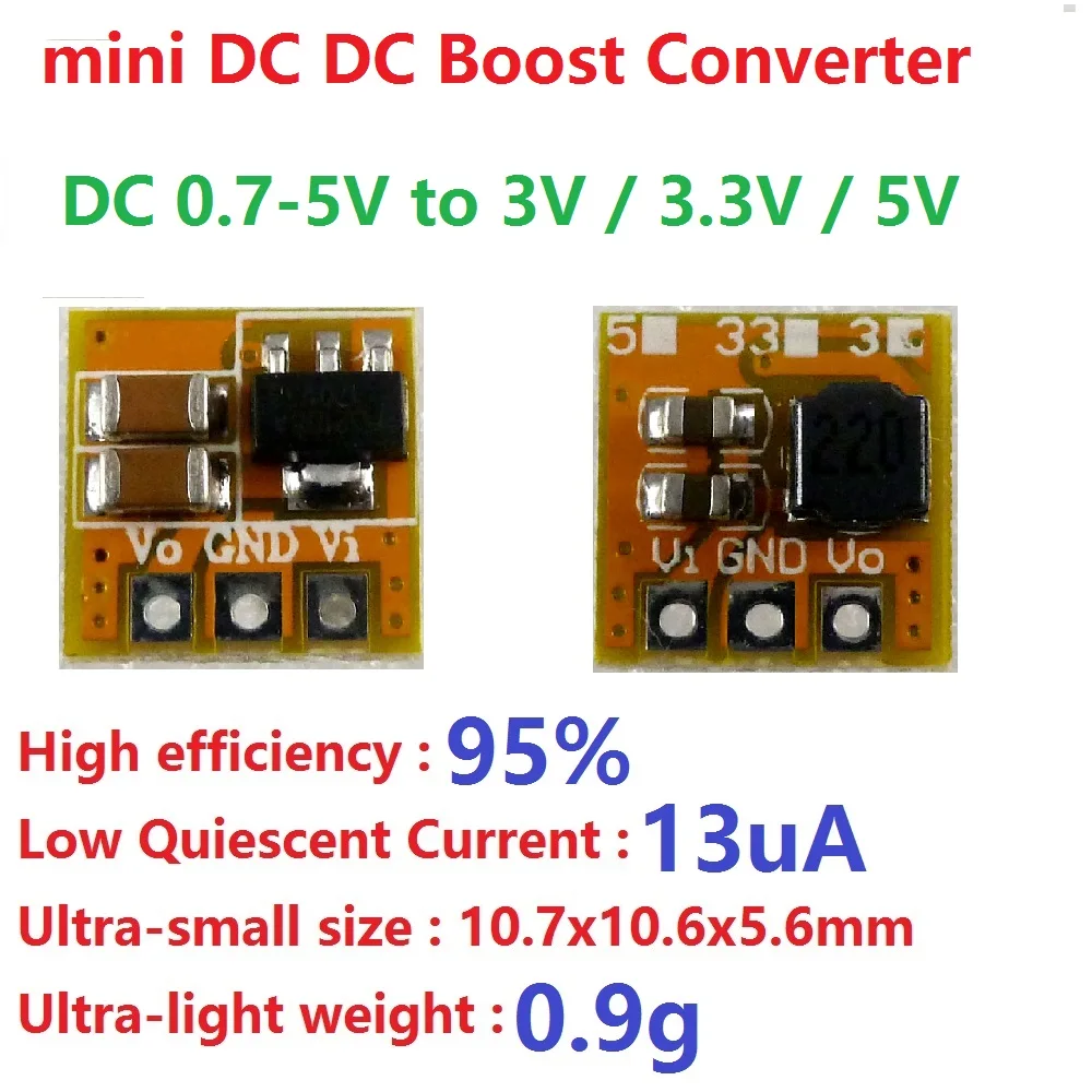 10PCS Mini 0.8-5V to 3V 3.3V 5V DC-DC Boost Converter Board Voltage Step-up Module DD0405MA