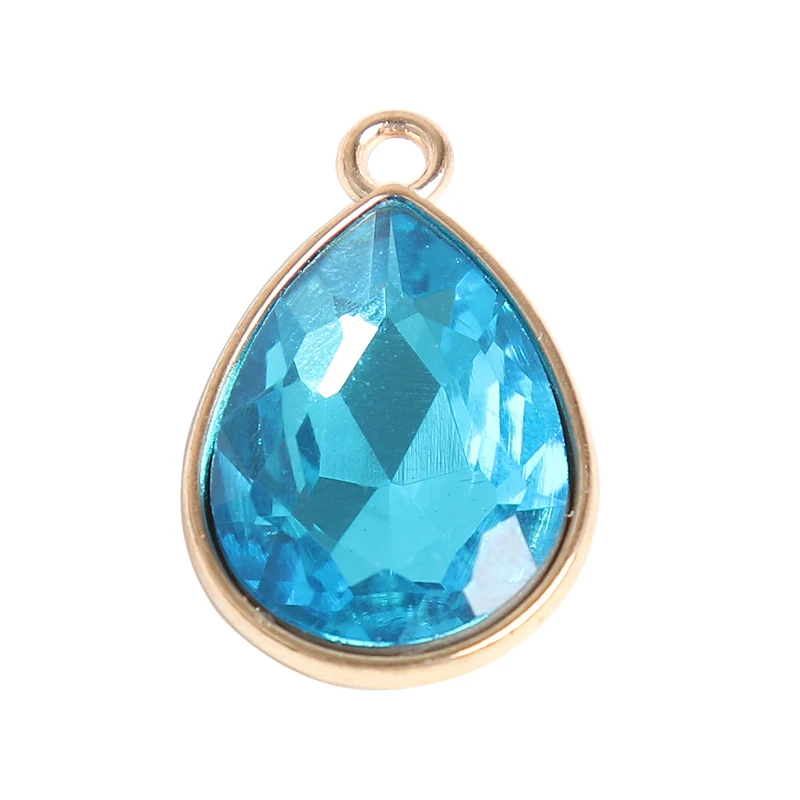 

RAINXTAR 5pcs Fashion Alloy Waterdrop Crystal Charms Month Birthstone Pendant Charms 15*24mm AAC296