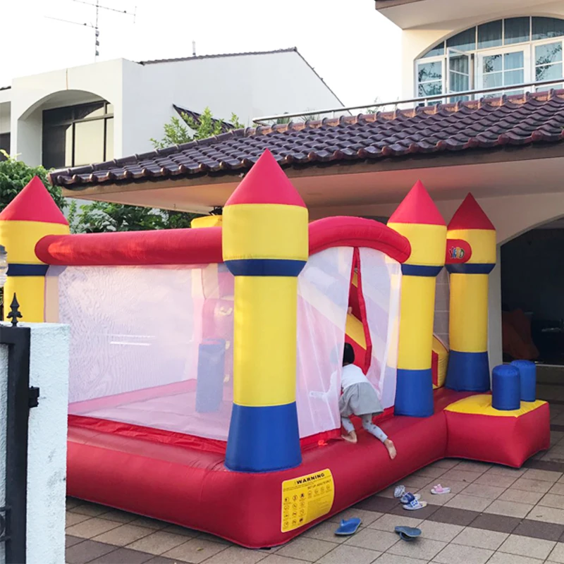 Castillo inflable de patio para niños, Tobogán inflable grande de 4x3,5x2,5 m, trampolín de casa para exteriores, bolas de PE gratis