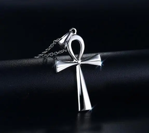 قلادة متقاطعة مصر عالية الجودة من الفولاذ المقاوم للصدأ سلسلة ذهبية مجانية مقاس 24 بوصة للنساء والرجال