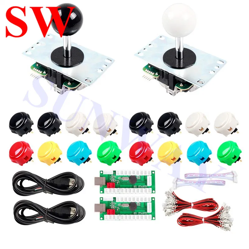 

2x SANWA Original 8YT Joystick Janpan Sanwa +16 x OBSF-30 Push Buttons + 2 LED USB Control Board Mame Arcade Zero Dely Kit DIY