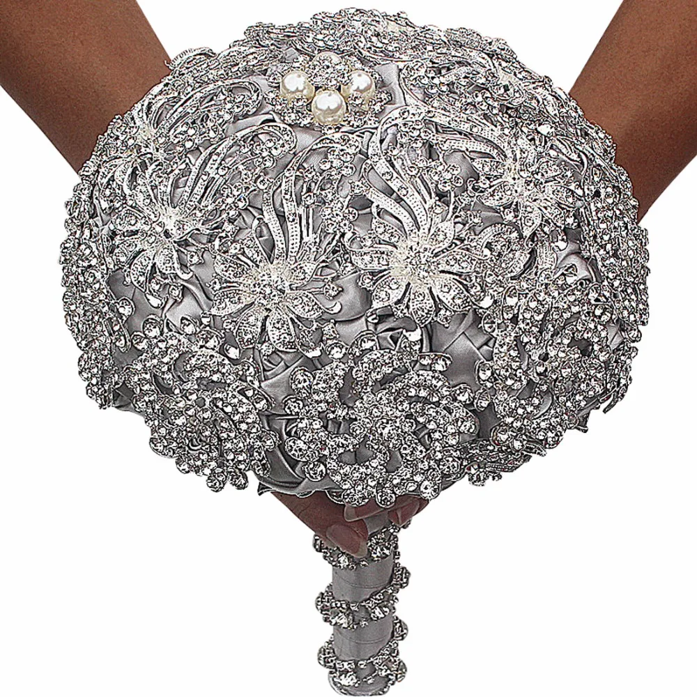 Luxurious Wedding Accessories Brooch Bouquet De Mariage Silver Crystal Wedding Bouquet Flowers Buque De Noiva Bridal Bouquets