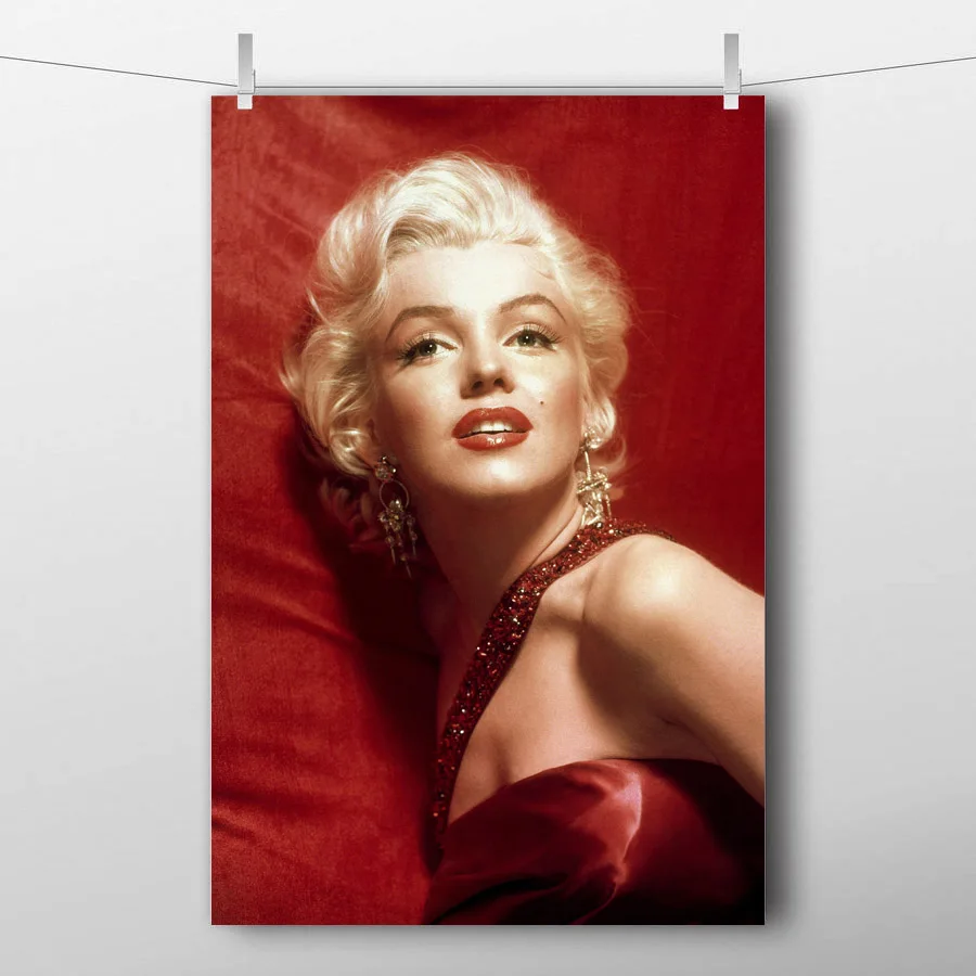 Marilyn Monroe Portrait Solid Wood Scrolls Paintings Canvas Poster and Print Wall Art for Living Room Decor