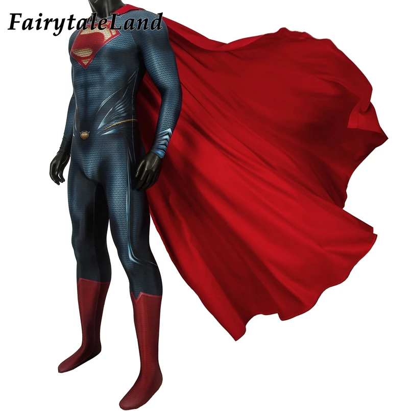 Newest Adult Superhero Cosplay Halloween Carnival Costume 3D Printing Hero Spandex Jumpsuit Red Cape Fancy Bodysuit