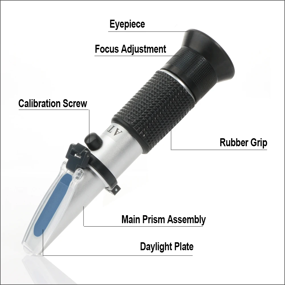 RZ Refractometer Fruit Sugar Meter 0-90% Brix RHB-90ATC Handheld Brewing Auto Refractometer Fruit Sauce Meter Sugar Refractomer