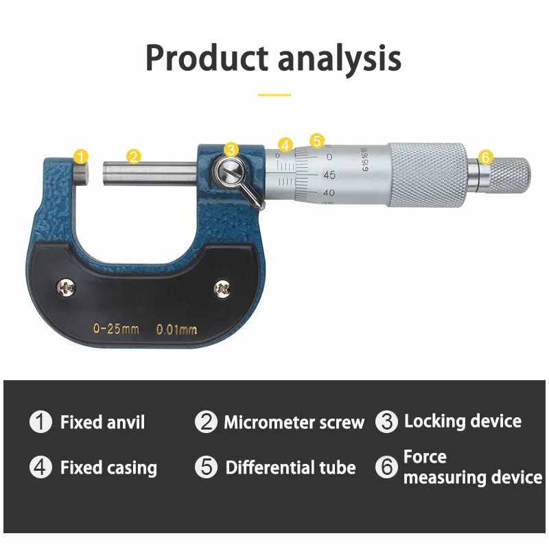 Outer diameter micrometer 0-25 50 75 100 mm high precision 0.001 spiral micrometer instrument caliper centimeter