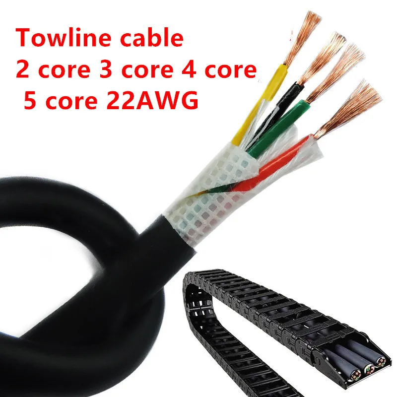 CNC cable 18AWG20/22AWG 2-10cores Towline cable 1m PVC flexible wire TRVV resistance to bending corrosion resistant copper wire