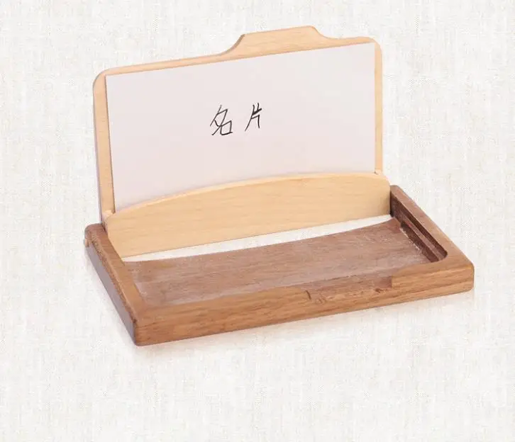 Fashion Men Women's Unisex Wooden Business Name ID Credit Card Holder Case Wood Card Storage Box Home Office Supplies