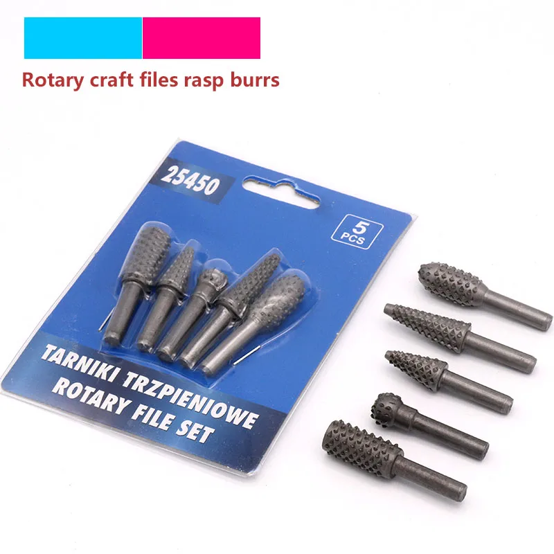 5pcs Steel Rotary Rasp File Drill Bits 1/4