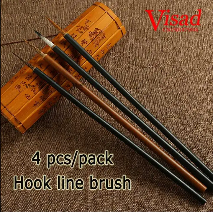 4pcs/pack Chinese Weasel Hair Calligraphy Brush Pen Set Hook line Scriptliner Water Color Brush Art Stationary Painting brush