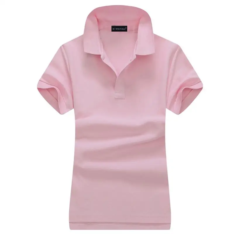 100% Cotton 2022 Summer New Womens Short Sleeve Polos Shirts Casual Solid Color Polos Femmes Fashion Lady Lapel Slim Tops