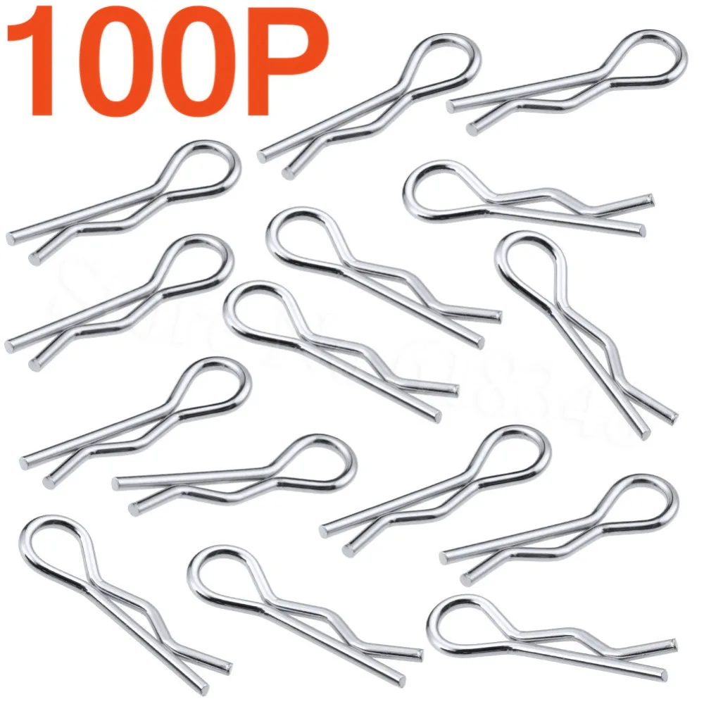 100pcs Universal 1/10 Scale Body Clips Pins Bend End RC Car Spare Replacement Parts For  Buggy Monster Trucks WLtoys Himot