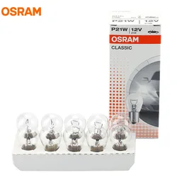 10pcs OSRAM 7506 P21W S25 BA15s 12V 21W Original Line Metal Bases Turn Signal Lamps Brake Light OEM Car Halogen Bulb