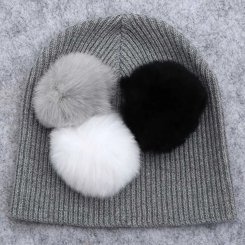 Cute Soft Newborn Baby Boy girls Wool Ribbied Knitted Beanies Hats New 2019 Childs Kids Infant Real Fur Pompom Skullies Hats Cap