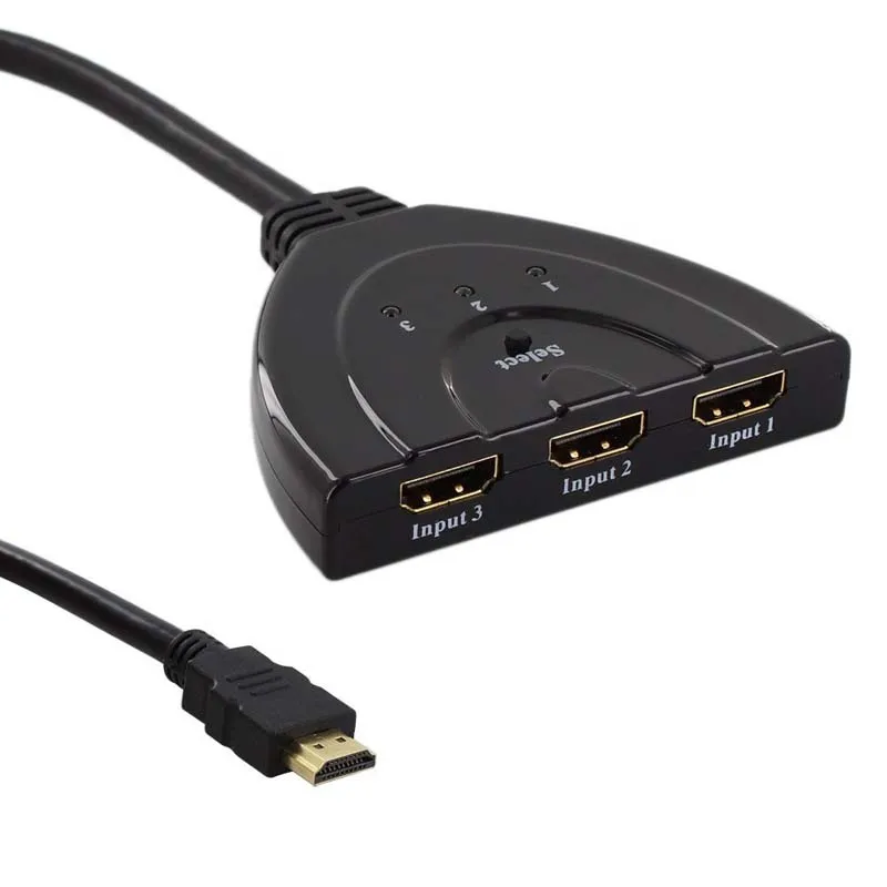 عالية الجودة HDMI Hub 3 Port 1080P ثلاثية الأبعاد HDMI الجلاد موزع فصل المحور مع كابل لتلفزيون الكمبيوتر