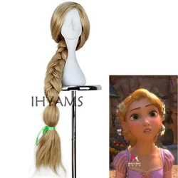 New Tangled Rapunzel Cosplay Wig Halloween Role Play Long Ponytail Cos Hair Adult Blonde Braid Synthetic Wig + Wig Cap