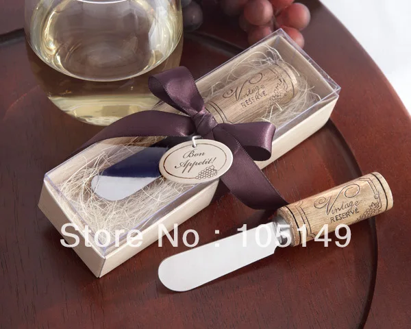 

50Pcs/lot Wedding giveaways of Vintage Reserve Stainless-Steel Spreader with Wine Cork Handle Wedding gifts and Birthday favors