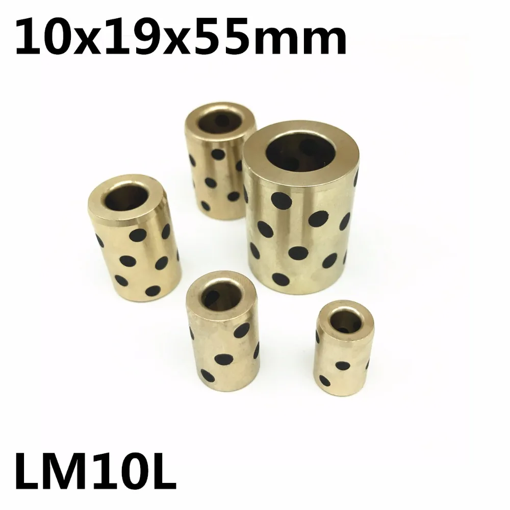 10x19x55 mm linear graphite copper set bearing copper bushing oil self-lubricating bearing JDB for shaft 10mm LM10LUU LM10L