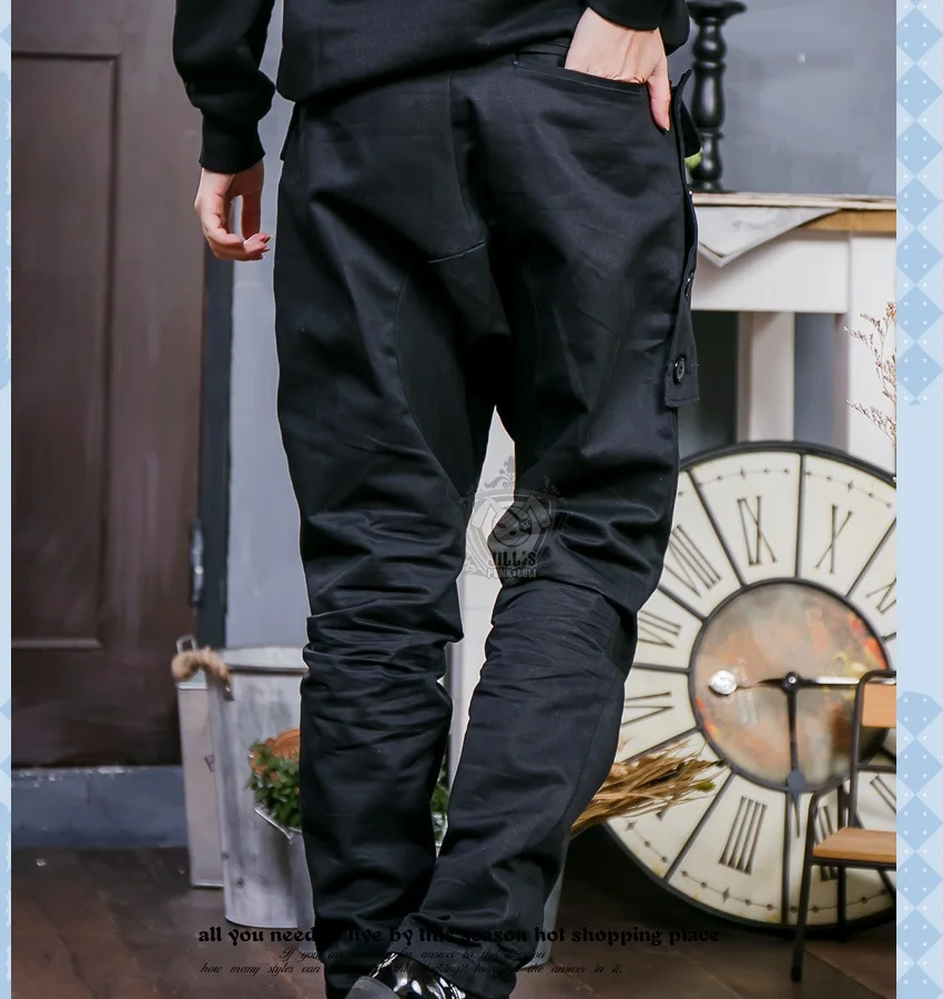 27-46 New 2024 Women Men Hair Stylist Fashion Street Punk Multi Level Detachable Pocket Modeling Harem Pants Plus Size Costumes