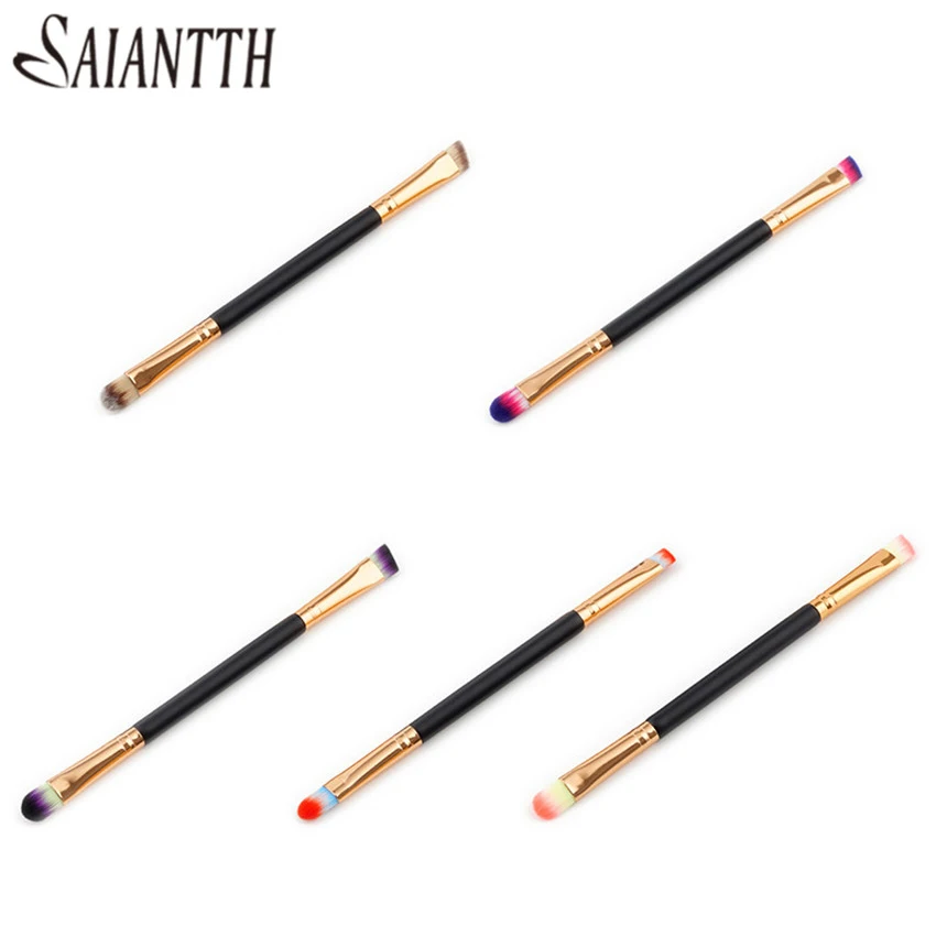 SAIANTTH pennelli per trucco a doppia testa in oro nero pennello per correttore kit di pennelli per sopracciglia strumento di bellezza cosmetico portatile maquiagem 5 colori