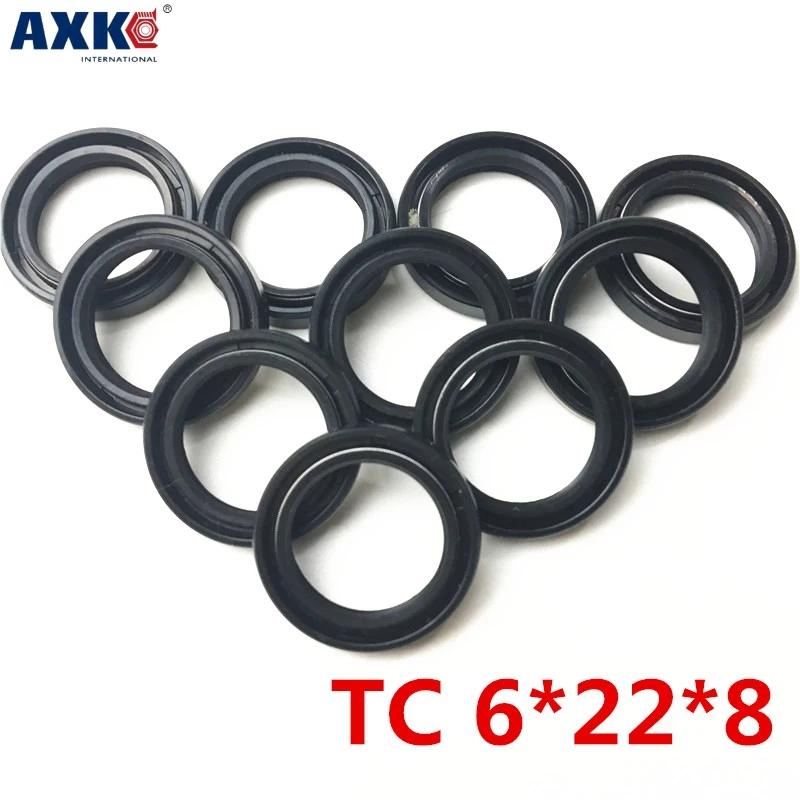 Shaft Oil Seal TC-6*22*8 Rubber Covered Double Lip With Garter Spring/Size:6mm*22mm*8mm/20pcs