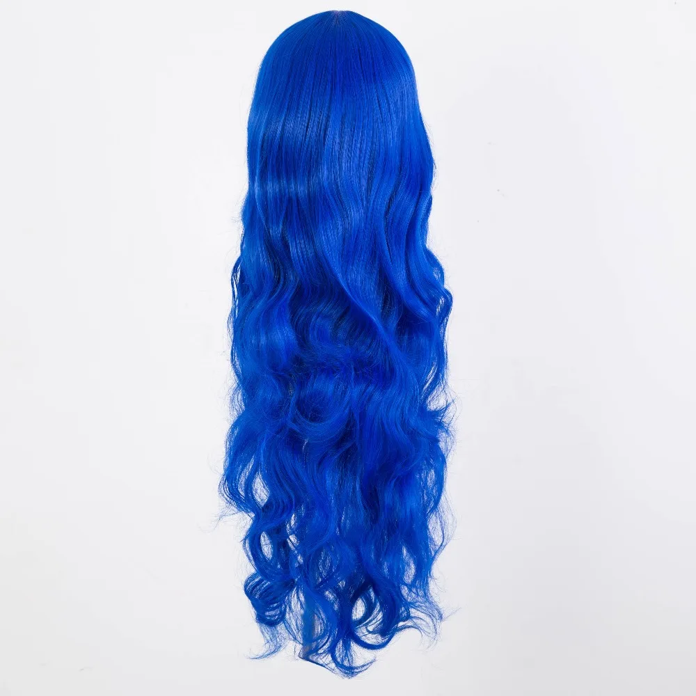 Long Wig Fei-Show Synthetic Heat Resistant Fiber Curly Hair Cover Face Bangs Cos-play Party Peruca Women Diamond Blue Hairpiece