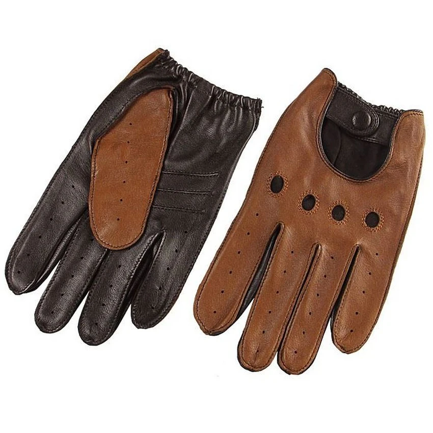 Real Leather Gloves Male Spring Autumn Lambskin Leisure Breathable Touchscreen Genuine Leather Sheepskin Men\'s Driving M023W