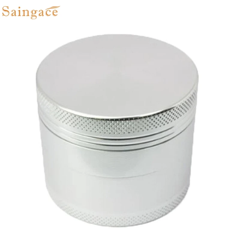 Saingace home New 4-layer Aluminum Herbal Herb Tobacco Grinder Four Stainless Steel Pollen Screen Filter Smoke Grinders