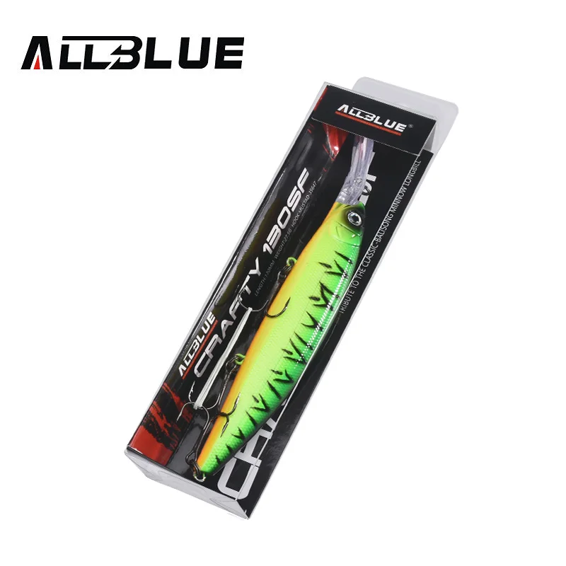 Isca de pesca allblue crafty 130sf, isca de pesca de 130mm, 27.5g, flutuante lento, longconta, lúcio, plástico, isca de pesca