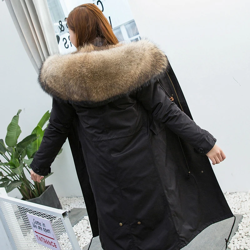 Waterproof Parka Real Fur Coat Winter Jacket Women Natural Raccoon Fur Collar Hood Fox Fur Liner Thick Warm Outerwear Detachable