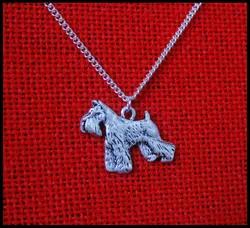 schnauzer dog necklace  Handmade necklace Embossed pendant jewelry Silver color plated fast delivery