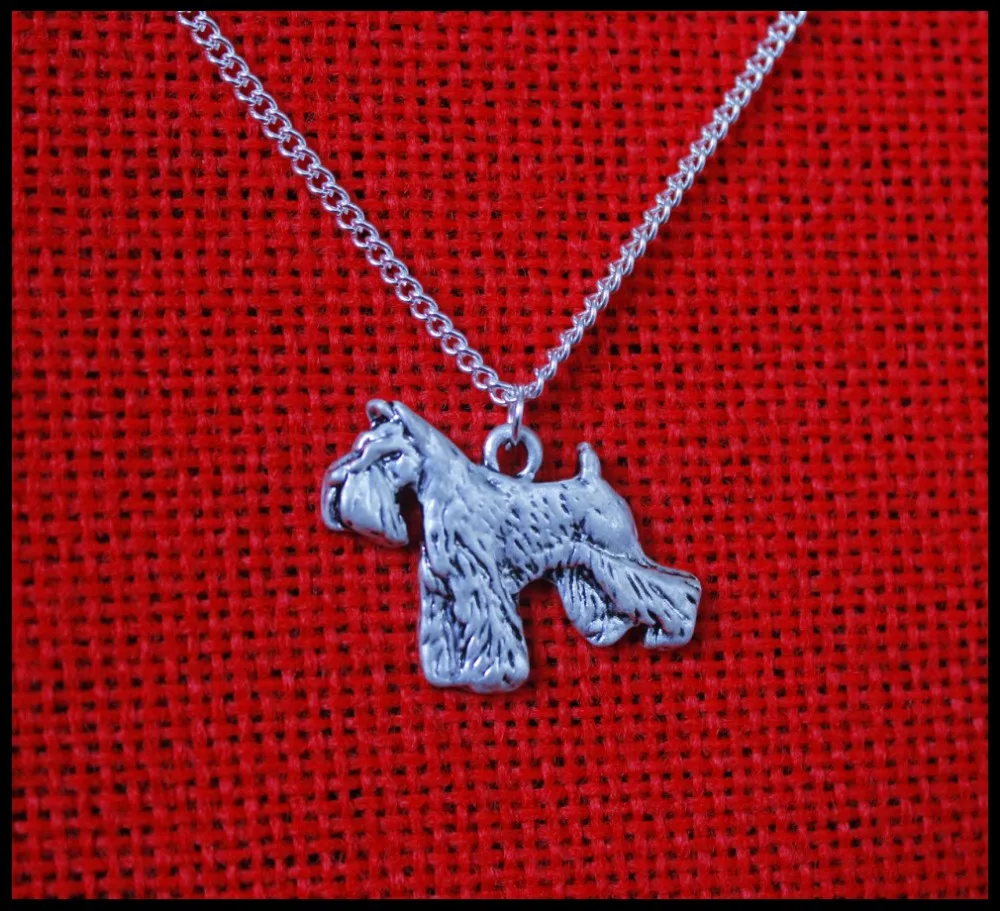 schnauzer dog necklace  Handmade necklace Embossed pendant jewelry Silver color plated fast delivery