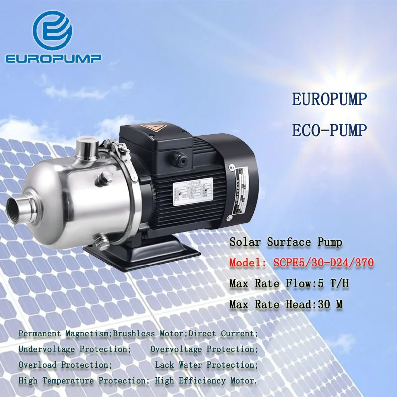 

EUROPUMP MODEL(SCPE5/30-D24/370)Free Shipping DC24v 370w Solar power water pump solar surface pump with Build in MPPT controller