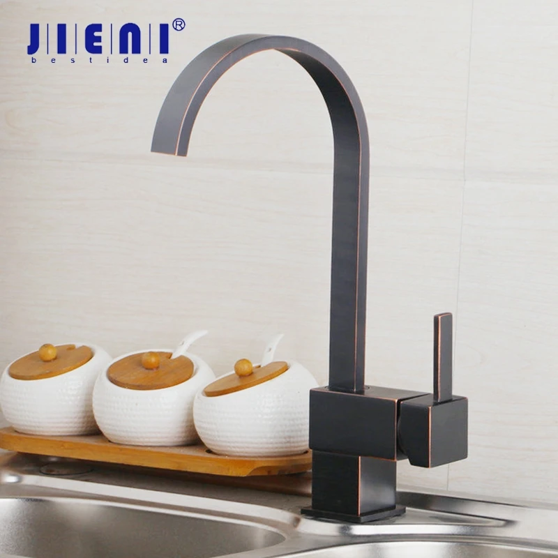 

JIENI 360 Swivel Chrome Kitchen Sink Faucet Basin Nickle Brushed Black Mixer Tap Rotated Faucet Stream Kitchen Mixer Tap