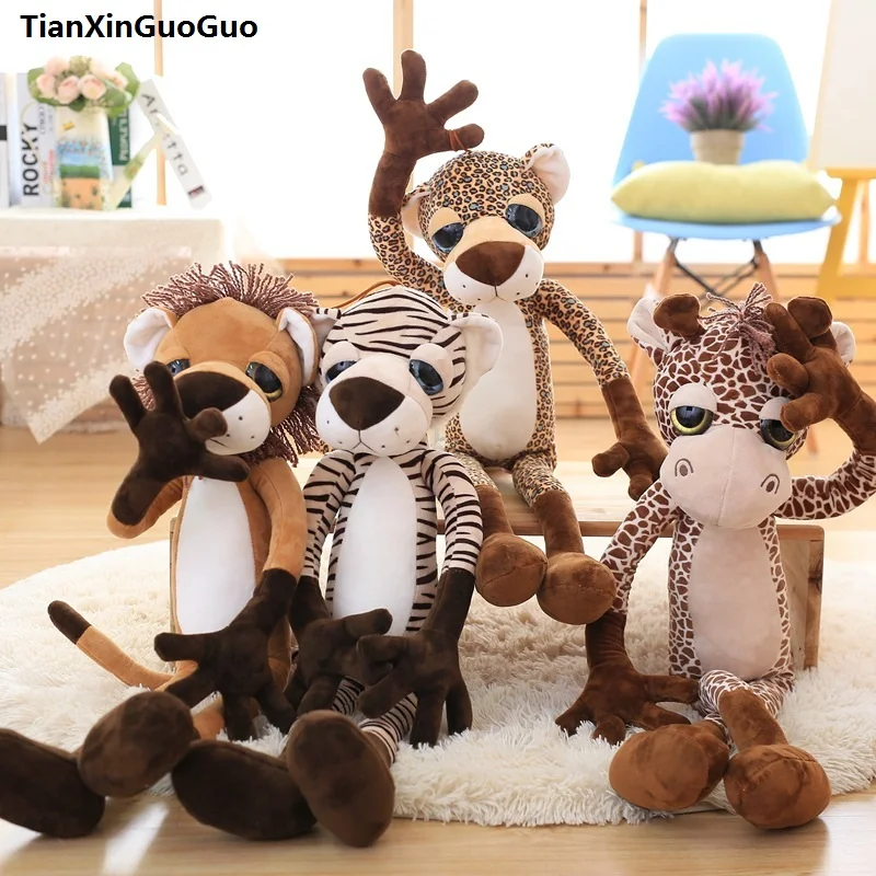 

new arrival large 80cm cute jungle animal, lion,giraffe,tiger, leopard soft plush toy throw pillow birthday gift h0824