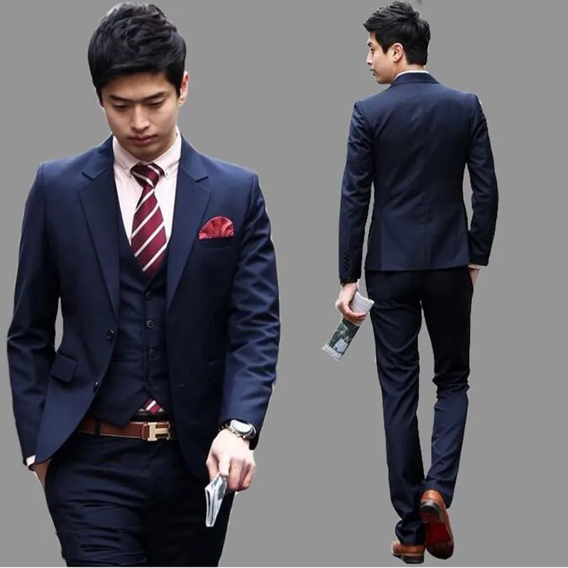 

New Coming Classical Simple Style Men Suits/men's wedding suit/suit for men/custom groom vest suits(Jacket + pants +vest)