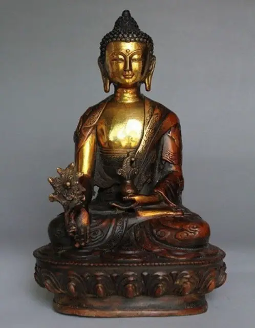 

21 cm * / Old Tibetan Brass Buddhism Bodhisattva Sakyamuni Buddha Statue