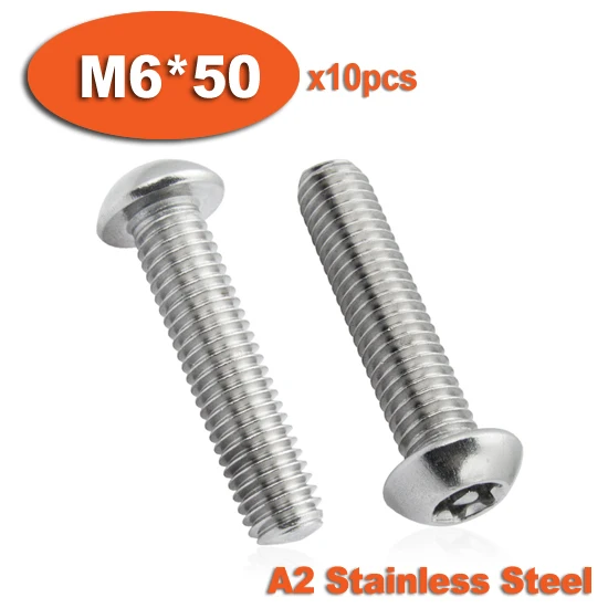 

10pcs ISO7380 M6 x 50 A2 Stainless Steel Torx Button Head Tamper Proof Security Screw Screws