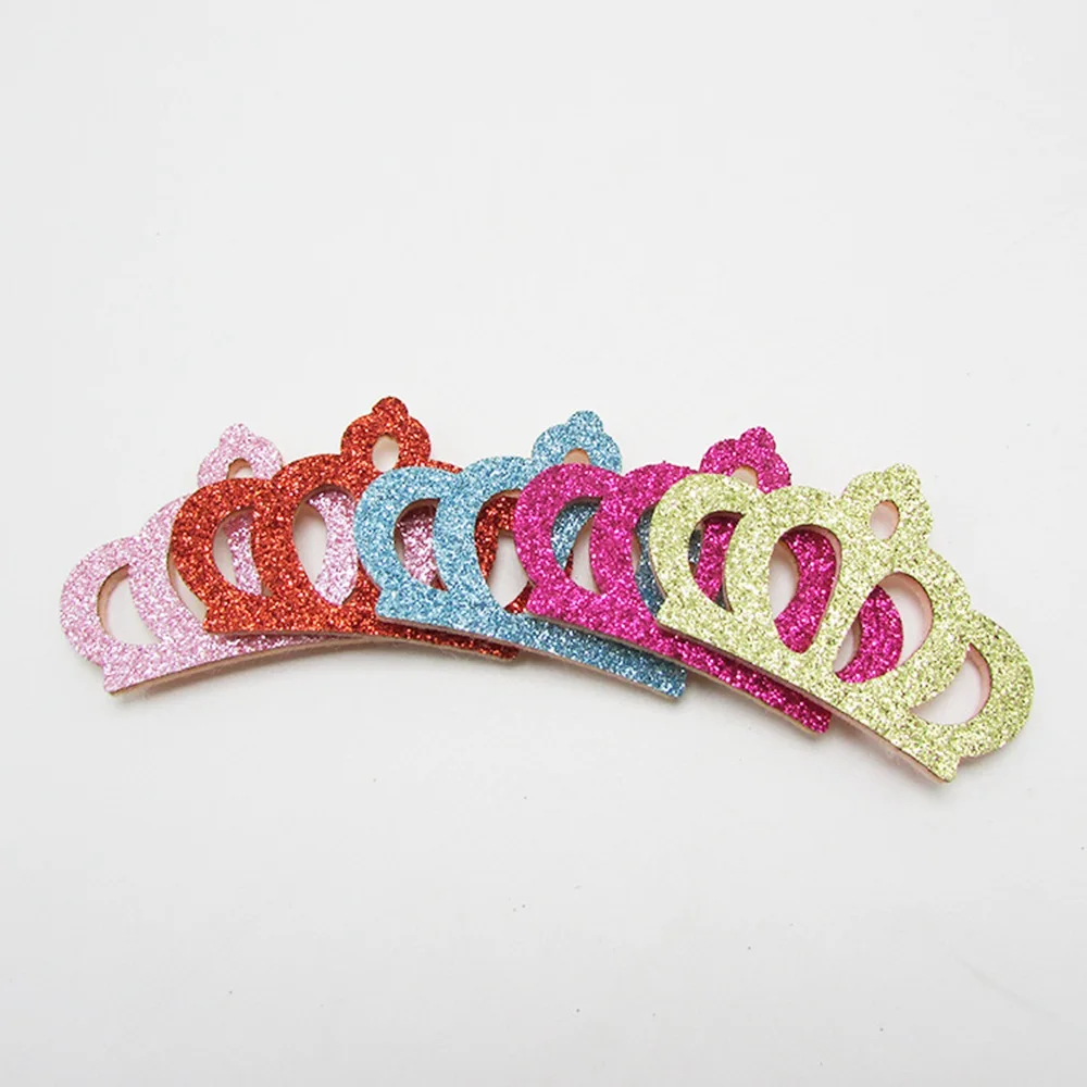 50pcs/lot glitter Crown padded applique Crafts for headwear hairbands ornament dress decoration DIY accessories 5.2*3.5