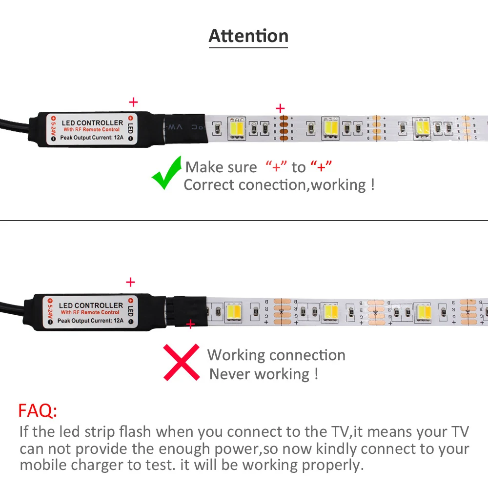 Imagem -04 - Tira Conduzida Cct 5v Usb Pode Ser Escurecido 5050 Tiras Led cw ww rf Controle Remoto Ajustável Led Fita Faixa Usb Backlight tv Iluminação