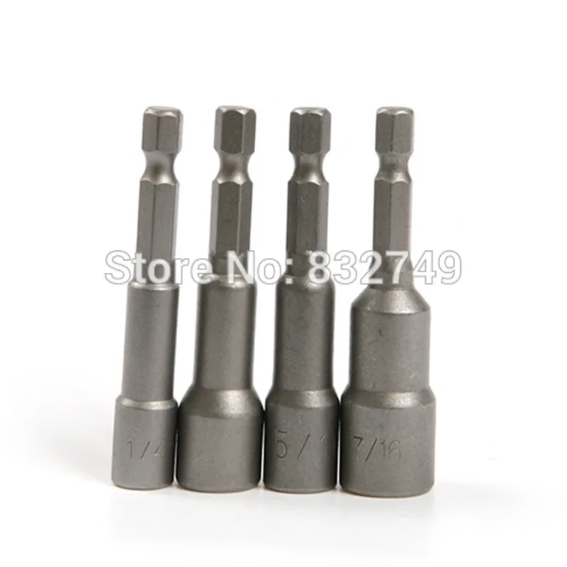 4pcs 1/4 To 1/4 3/8 5/16 7/16 Hex Socket Magnetic Nut Driver Set Socket Adapter For DIY Carpentry Repair Drill Hand Tools