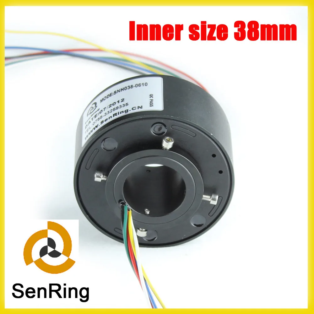 Rotating electrical contact bore size 38.1mm (1.5'') of through hole slip ring 2 circuits 10A +4 signal circuits