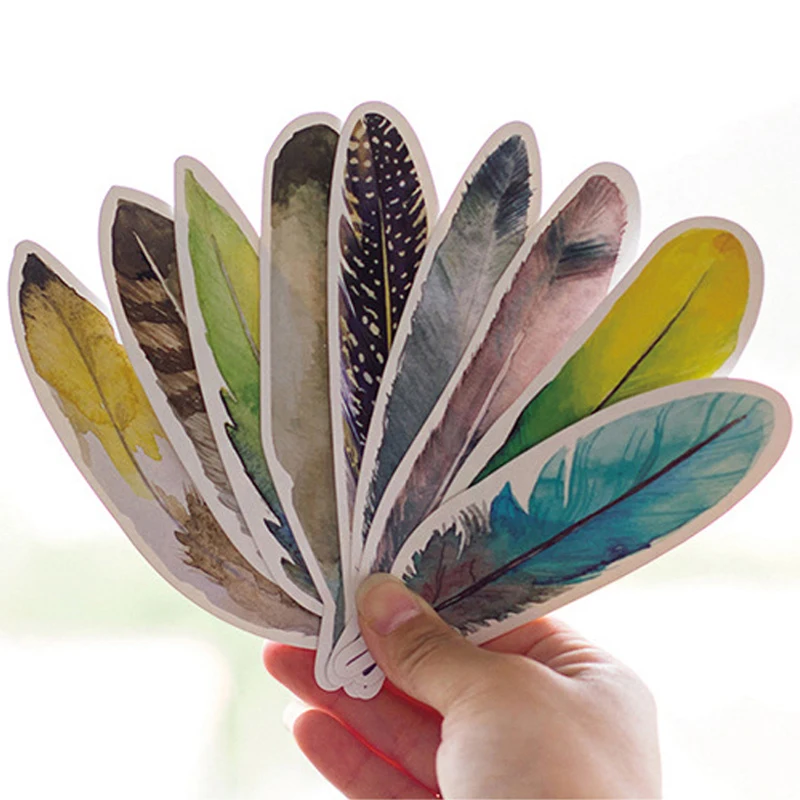 30 pcs/pack Cute Creative Colorful Feather Paper Bookmark Stationery Bookmarks Book Clip Office Accessories School Supplies