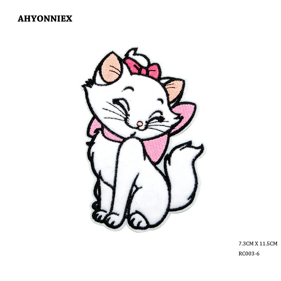 AHYONNIEX 1PC Embroidered cartoon Hairy cat Patches for Clothing cute animal patch Applique for Jeans DIY fabric decorations