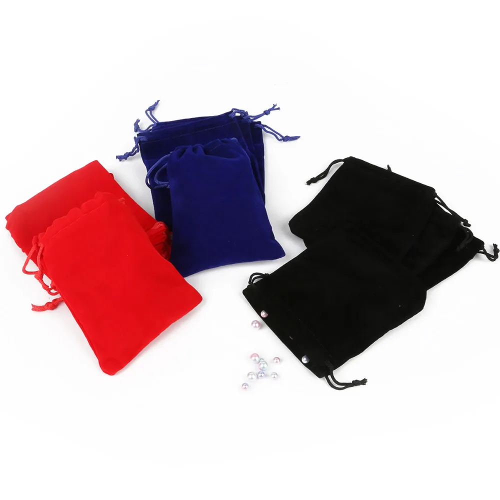 Red/Black/Dark Blue 10*12cm 5pcs Velvet Packing Drawstring Pouch Bag/Jewelry Bag Christmas/Wedding Gift Bead Container Storage
