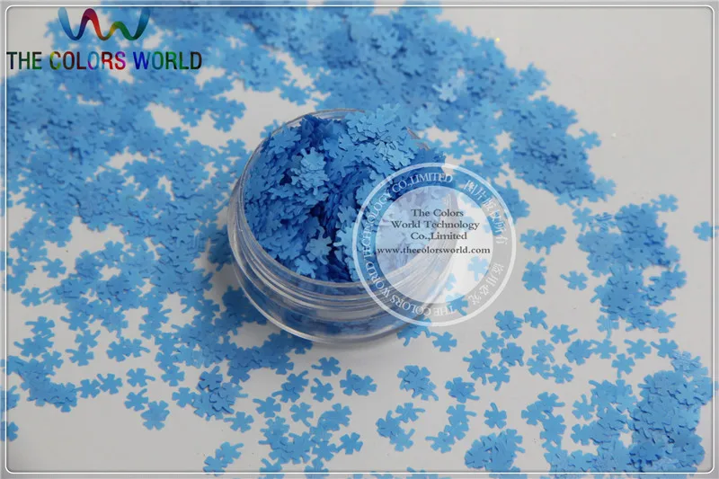 CN-5 Solvent Resistant  Neon Blue Color Four-leaf Clover Shamrock Shape Glitter  for Nail Polish and DIY decoration 1Pack =50g