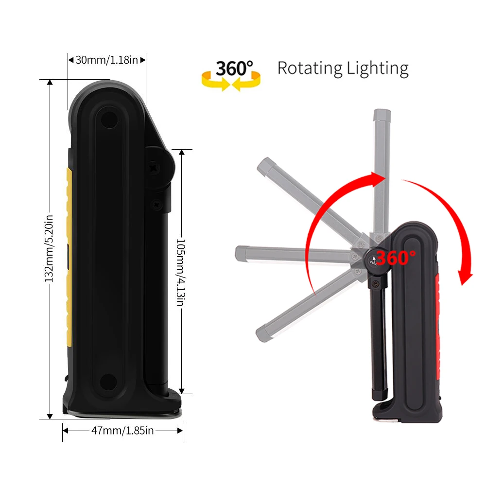 USB Rechargeable COB LED flashlight work light Inspection Light 4 modes Tail magnet design Hanging torch lamp waterproof