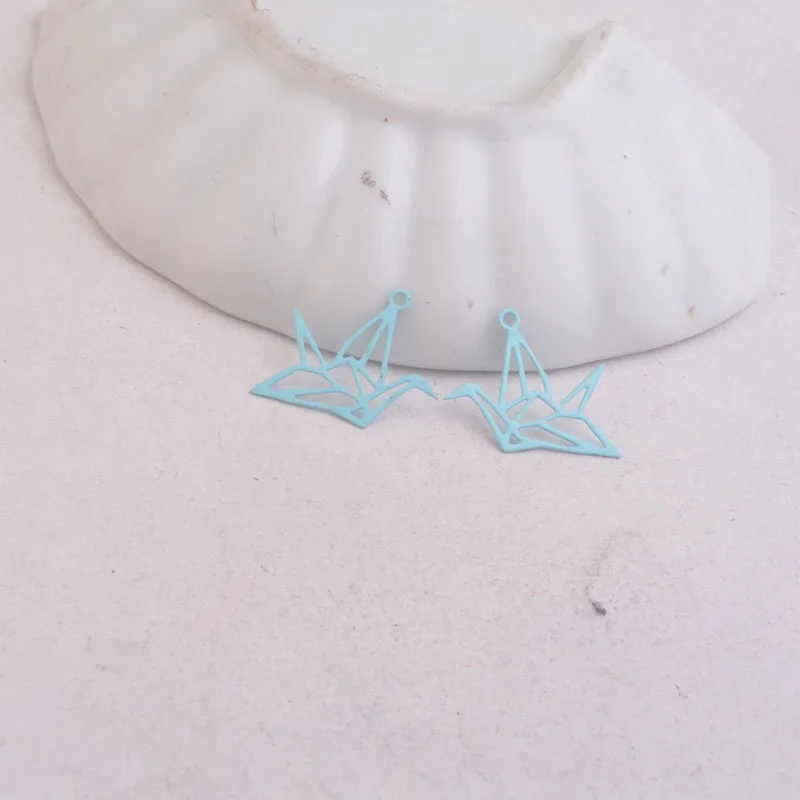 100 Stück Ac6420 15*20mm Tieranhänger Metall-Papierkranich-Anhänger Schmuck Filigran Ohrring-Zubehör – Detail 10