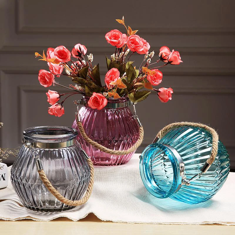 

European color glass vase Transparent crafts home wedding gift furnishing articles sitting room hydroponic device flowers